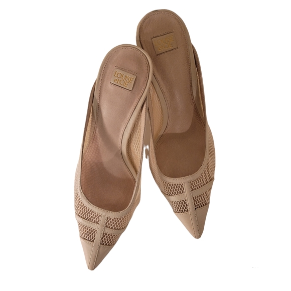 Louise et Cie Women's Cream Leather Slip-on Kianna Mesh Mule sz 10 - Picture 1 of 9